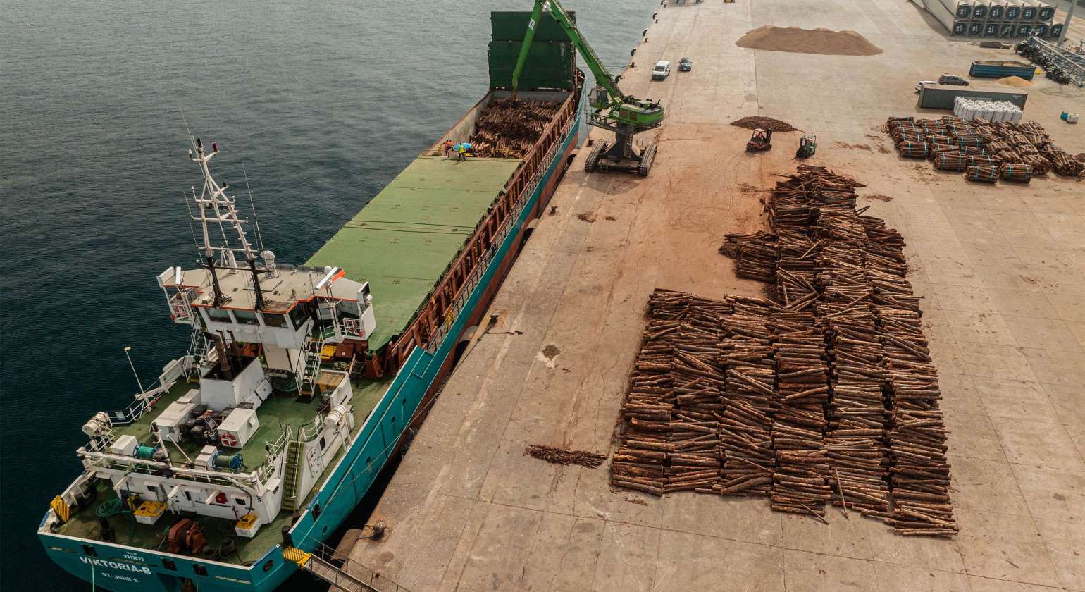 AGENCIA MARíTIMA BLÁZQUEZ  INICIA EN EL PUERTO DE CARTAGENA UN NUEVO TRAFICO CON LA EXPORTACION DE 2.000 TONELADAS DE TRONCOS DE PINO